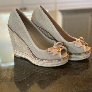 Tory Burch Jackie espadrille peep toe wedges